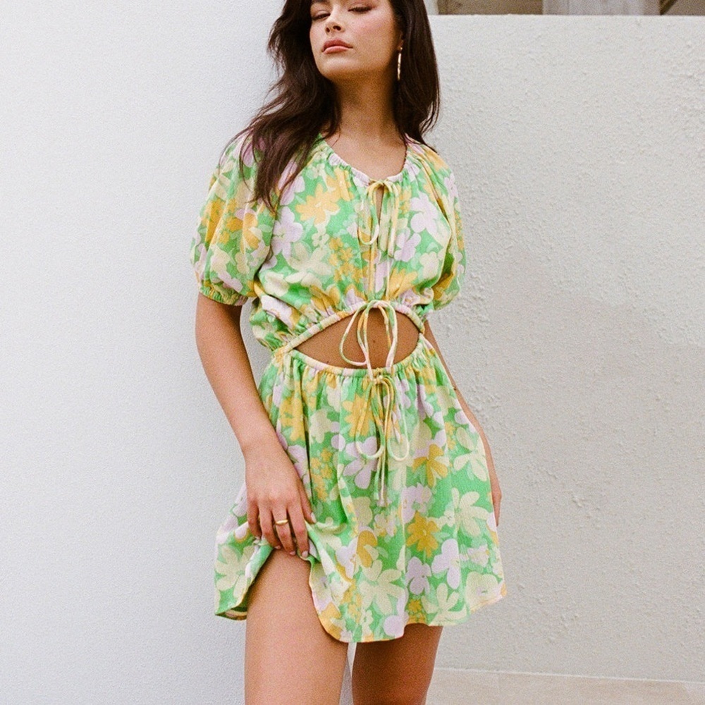 SABO Milo green floral cut out mini dress - Picture 4 of 13